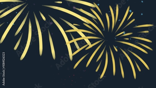 New Year's fireworks vector depicts a series of brightly colored explosions radiating in the night sky. Fireworks vector illustration in various graphic applications, such as posters