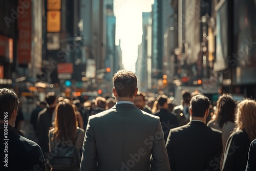 Wallpaper Mural Businessman in a Suit Walking Through City Crowd Torontodigital.ca