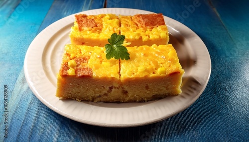  Paraguayan sopa paraguaya is a dense cornbread made with cheese onions and corn served slic_1(619) photo