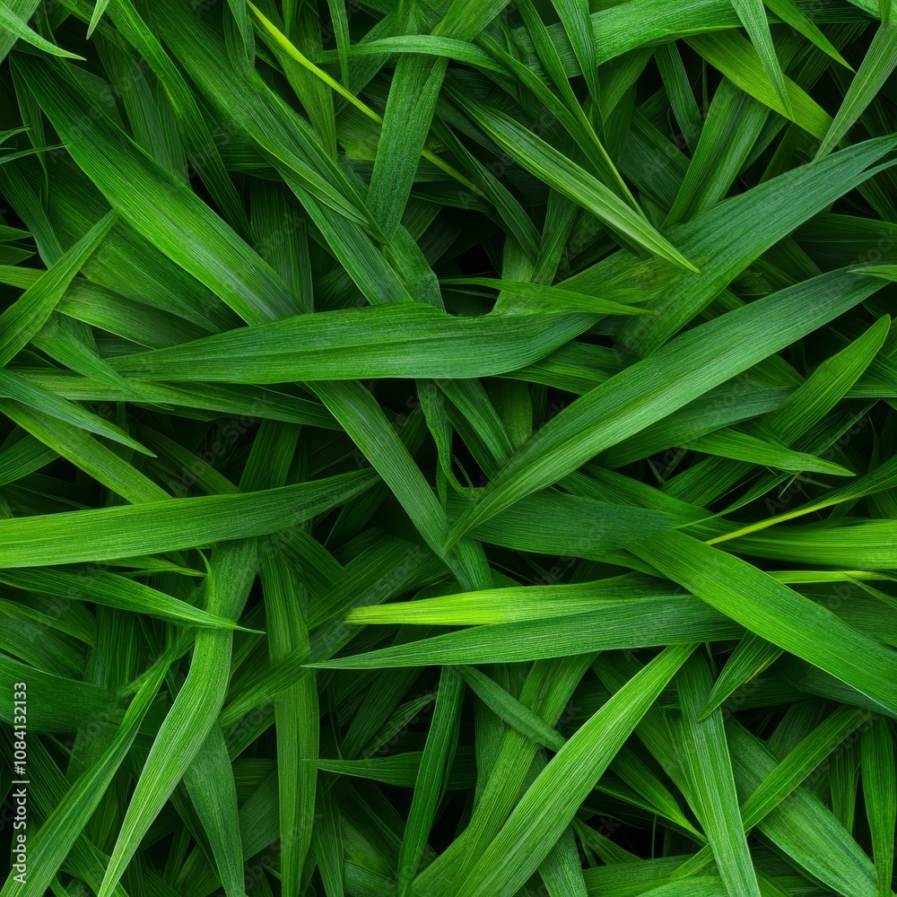 Fototapeta premium Lush green grass spread across a sunny field, creating a vibrant and refreshing natural landscape in late spring