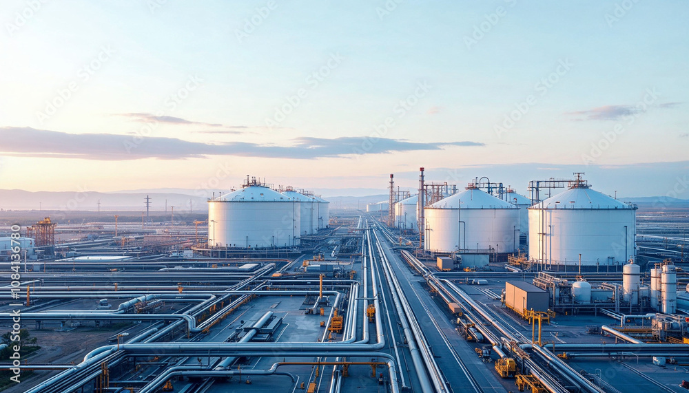 custom made wallpaper toronto digitalA sprawling energy hub with LNG tanks, pipelines, and advanced gas distribution systems.