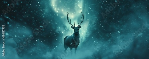 Majestic Reindeer in Swirli...