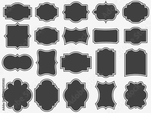 Badge shape vector military shield silhouettes. Security, football patches isolated on white background. Illustration shield shape protection, black security and football badge