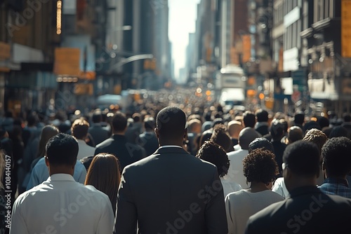 Wallpaper Mural City Dwellers Walking in Sunlight Through a Busy Street Crowd. Torontodigital.ca