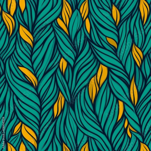 Teal and Yellow Abstract Seamless Pattern.