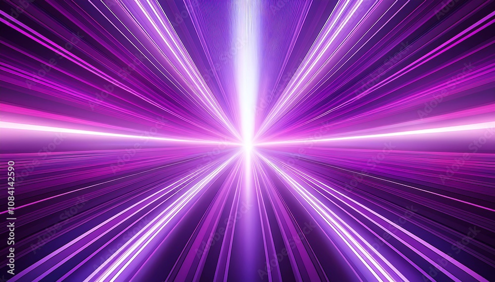 Obraz premium Vibrant purple and white light beams converge in an abstract pattern with glowing edges on _1(779)