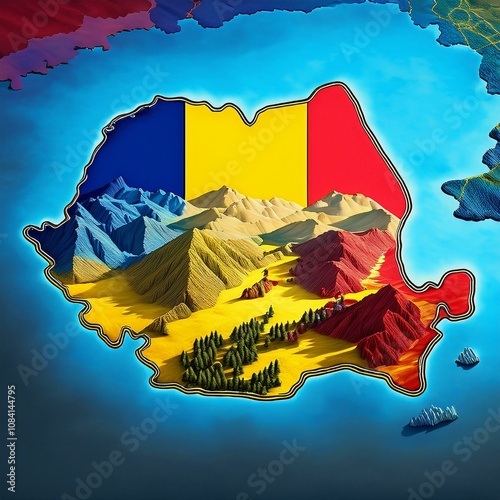 Romania map flag