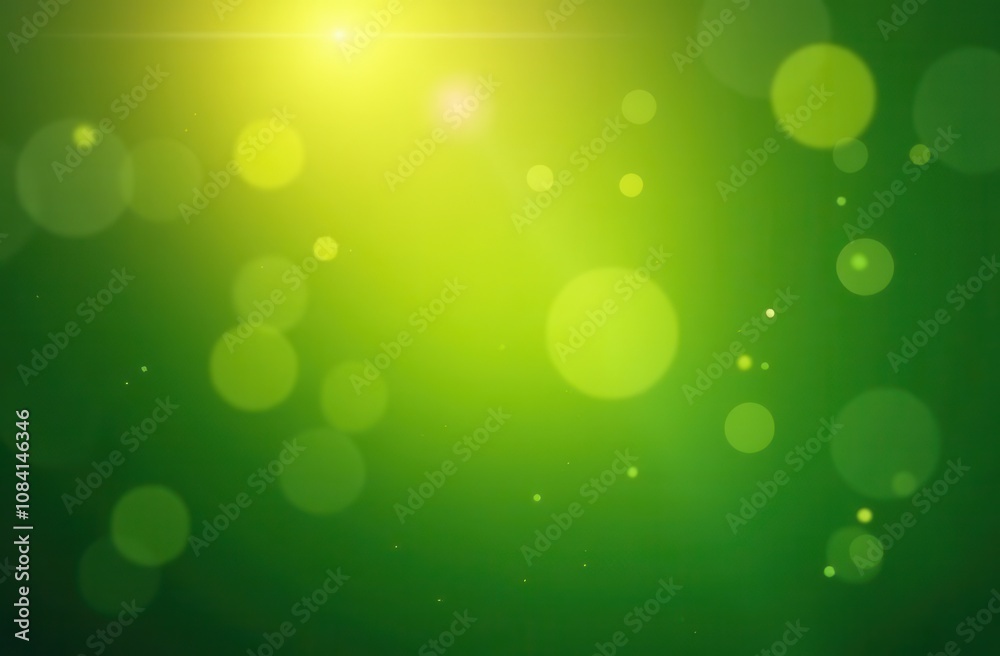 Obraz premium Green abstract background with round bokeh circles, blurred