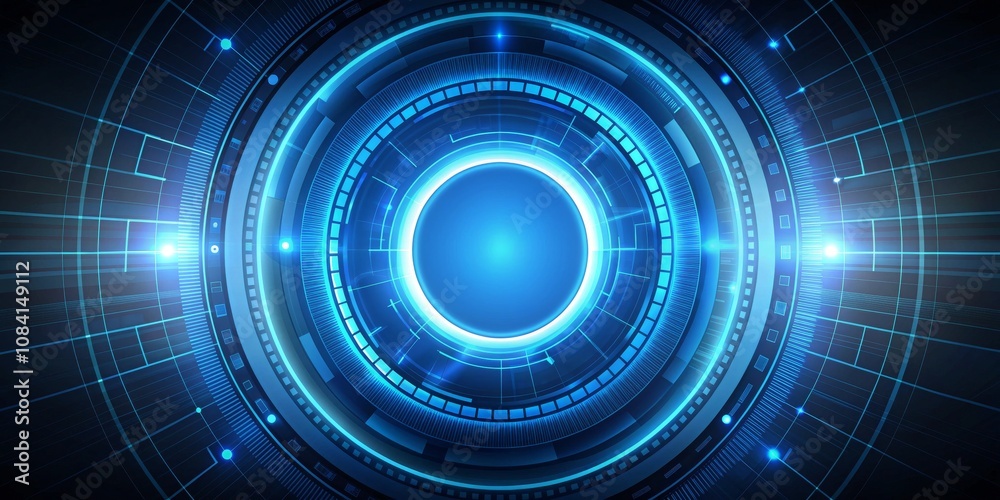 Fototapeta premium Abstract Blue Digital Interface, Digital Art, Futuristic Technology , Tech, Interface
