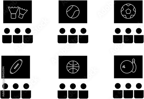 Sport icon set. Friends watching TV, football, soccer fans icon. Vector icon set isolated on white background.