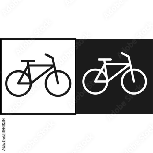 black and white bicycle icon on white background