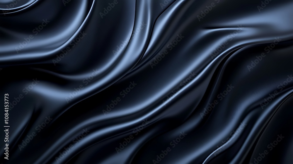 Obraz premium Black silk satin background with smooth waves