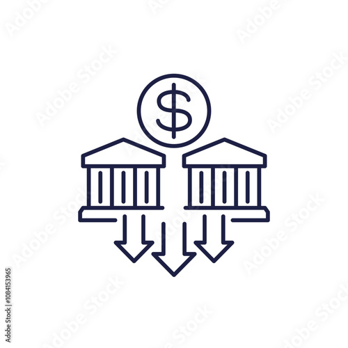 bank deposits drain and cash withdrawals line icon