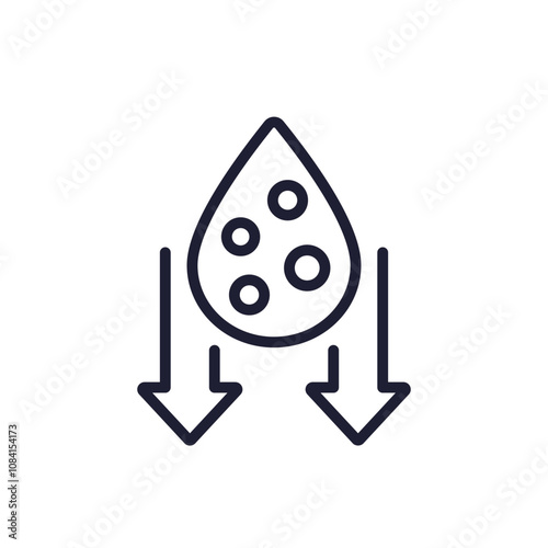 lower cholesterol line icon with blood drop on white