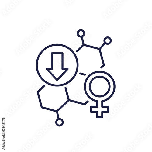 low reproductive hormones line icon, decreased estrogen vector