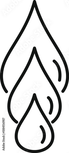 Blood drop forming from three smaller blood drops, simple black and white icon vector illustration