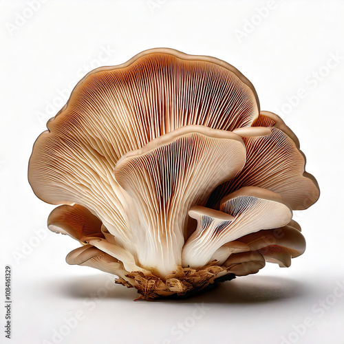 Oyster Mushroom Displayed on White Background