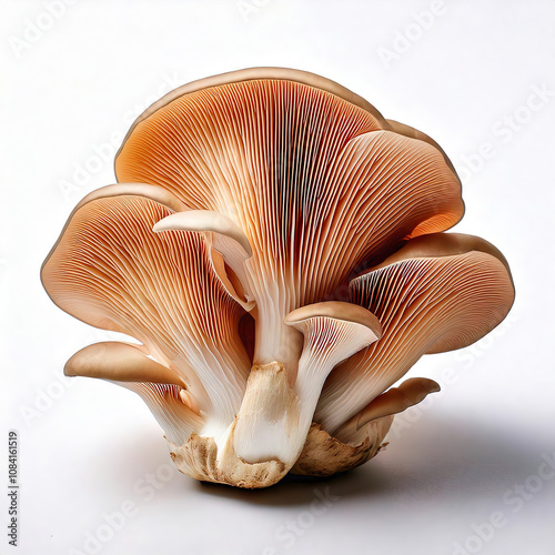 Fresh Oyster Mushroom Resting on White Background