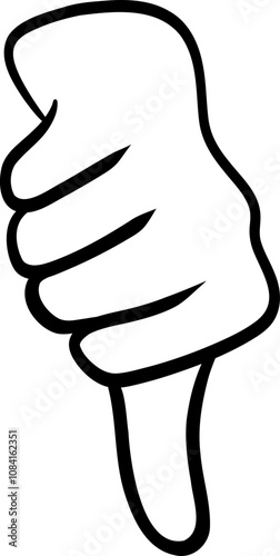 Hand Drawn Outline Thumbs Down Finger