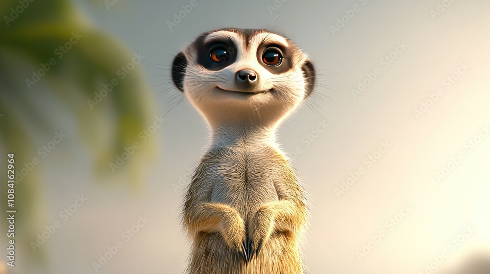 custom made wallpaper toronto digital  A meerkat stands tall on hind legs against a palm tree background