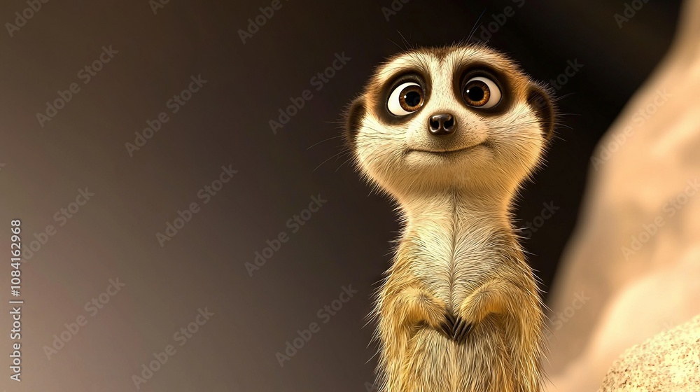 custom made wallpaper toronto digital  A meerkat on its hind legs with wide-open eyes against a dark backdrop