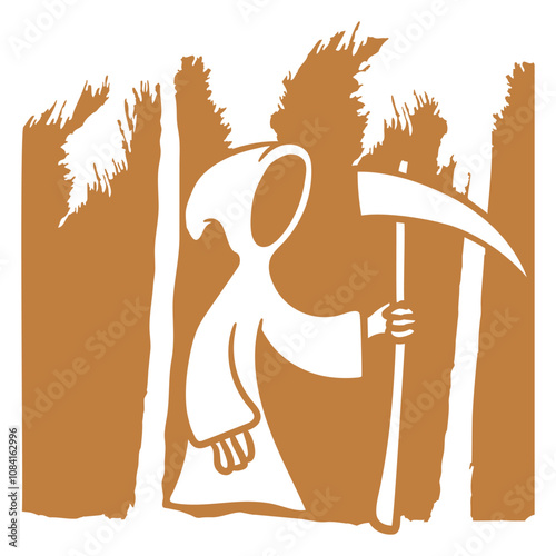 Reaper Scythe Death Frock Cartoon Funny Evil Comic Fun Vacation South Seas Tropical Warm Weather Caribbean Nature Lover Summer Holiday Life Isolated T-Shirt Poster Sticker Print Illustration Design