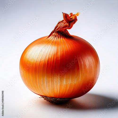 Golden-Brown Onion Resting on White Surface