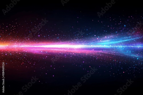 A colorful burst of light and stars in a cosmic background at night