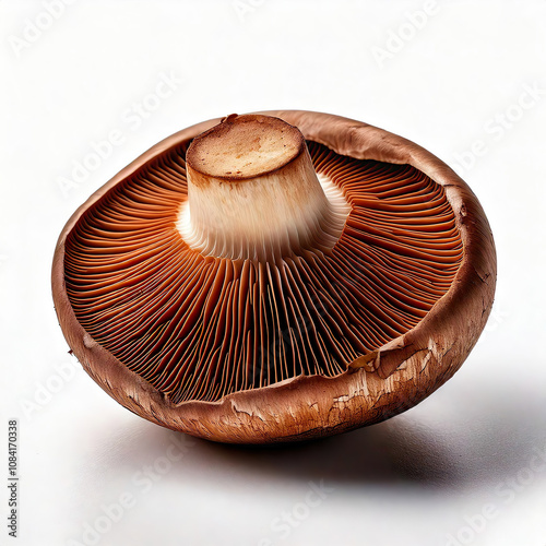 Portobello Mushroom Resting on a Clean White Background