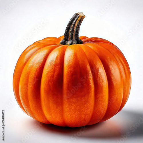 Small Orange Pumpkin with Smooth Skin on White Background