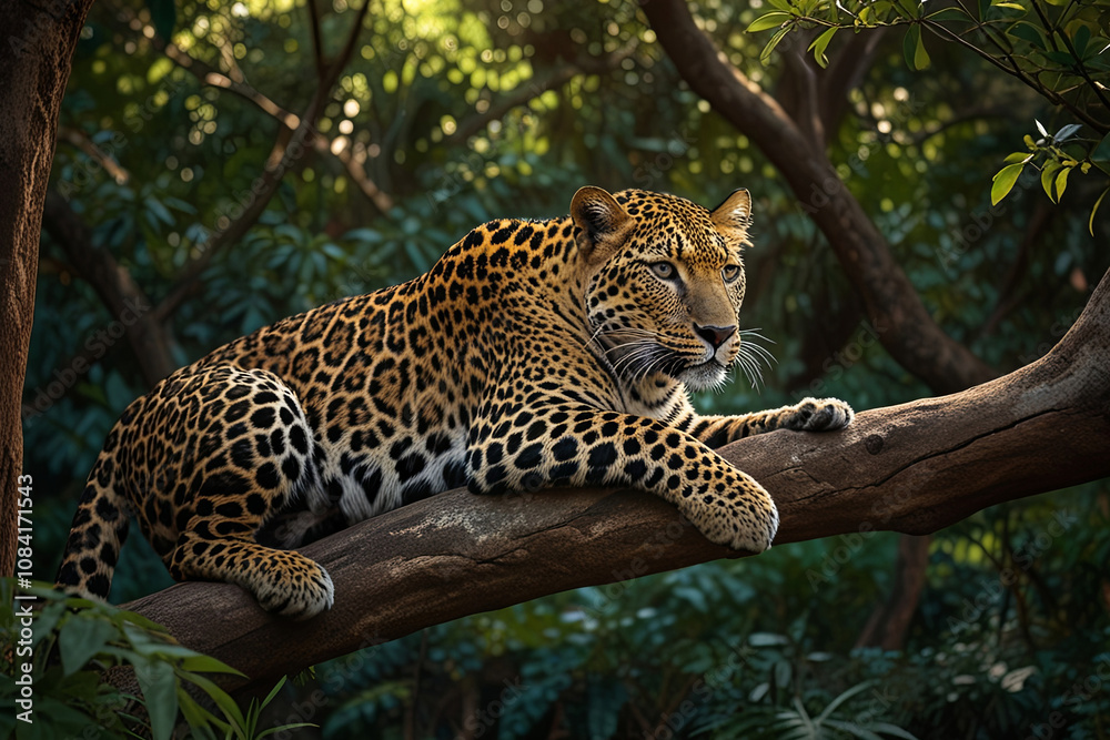 Naklejka premium leopard in the tree