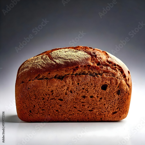 Fresh Rye Bread Resting on White Surface