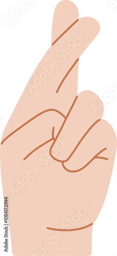 Hand Drawn Flat Crossing Fingers Gesture