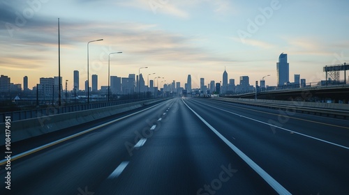 Empty express lane on highway during off-peak hours, symbolizing efficiency and opportunity in a calm, uncluttered environment.