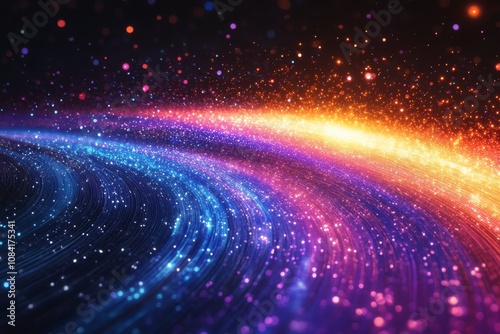 A colorful burst of light and stars in a cosmic background at night