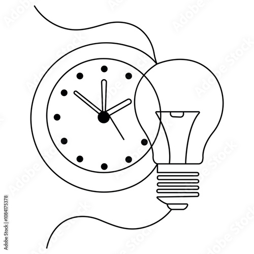  World earth hour single line art, continuous one line drawing of Isolated outline vector icon