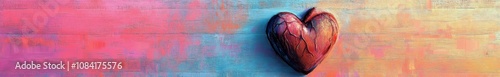 A vibrant heart shape painted against a soft pastel background at sunset