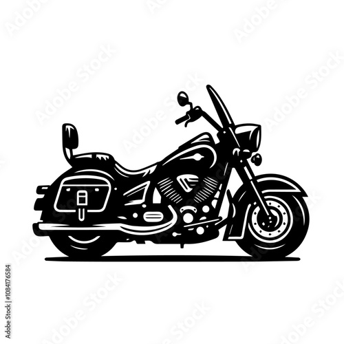 Chopper Motorcycle Silhouette Vector – Iconic Cruiser Bike Design for Vintage Biker Artwork and Retro Graphics