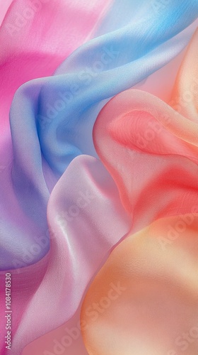 Soft and flowing pastel silk fabric draping gracefully in gentle folds
