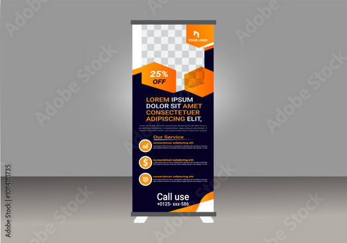 Business Rollup banner template, Roll up, display banner, x-banner vector ,Roll up banner stand for your company, Rollup advertisement banner.