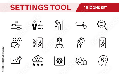 Settings and Maintenance Icon Set. Sleek and functional icons for user interfaces, perfect for enhancing apps and websites with intuitive navigation for settings, updates, and maintenance.