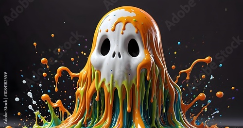 Splash Art of a Quirky Ghost in Liquid Form, Halloween Inspired photo