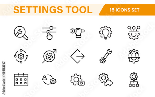 Settings and Maintenance Icon Set. Sleek and functional icons for user interfaces, perfect for enhancing apps and websites with intuitive navigation for settings, updates, and maintenance.