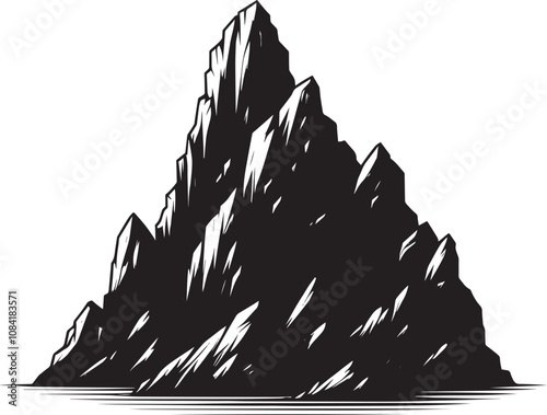 Rock mountain silhouette vector illustration isolated on a white background