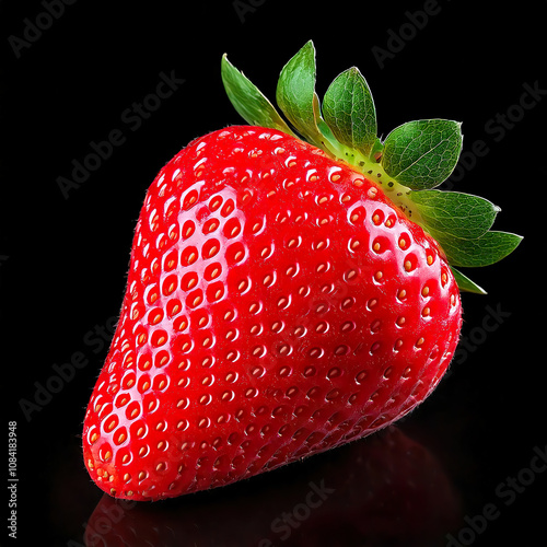 Fresh Strawberry on Dark Background with Detail