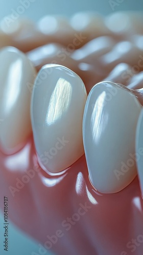 A close up view of a realistic dental tooth model displayed in a dental pract...