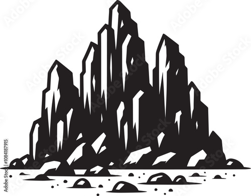 Rock mountain silhouette vector illustration isolated on a white background