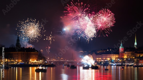 New Year's Eve Fireworks Over Stockholm photo