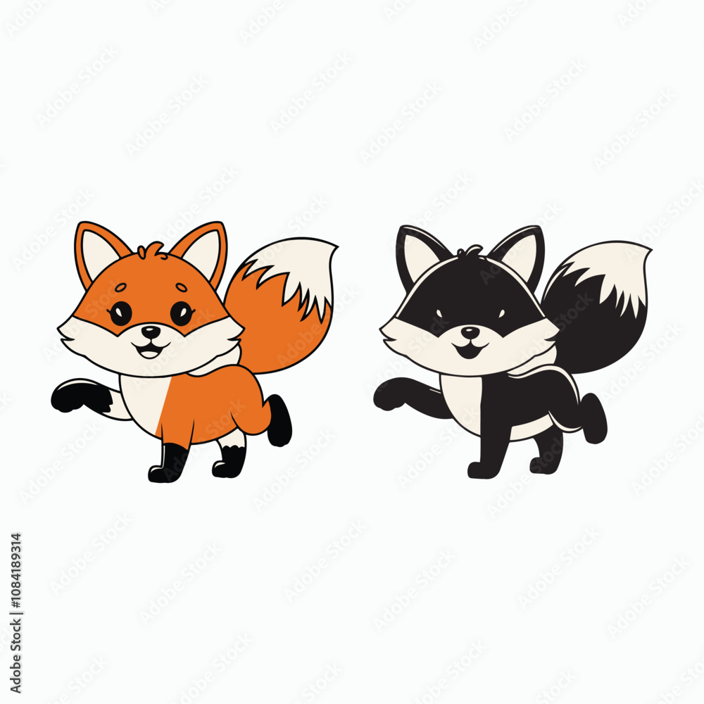 Obraz premium Cute fox vector illustration on a white background