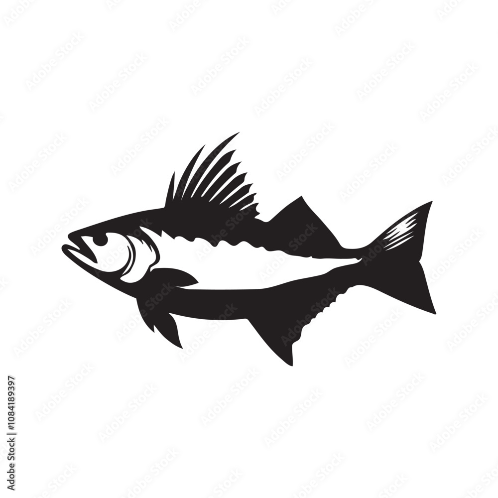 Obraz premium Vector illustration silhouette of haddock fish, fish silhouette black vector art illustration 